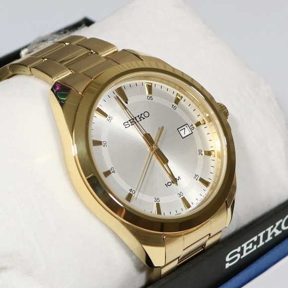 Seiko Men's Gold Tone White Dial 42mm Men's Watch - Picture 1 of 4